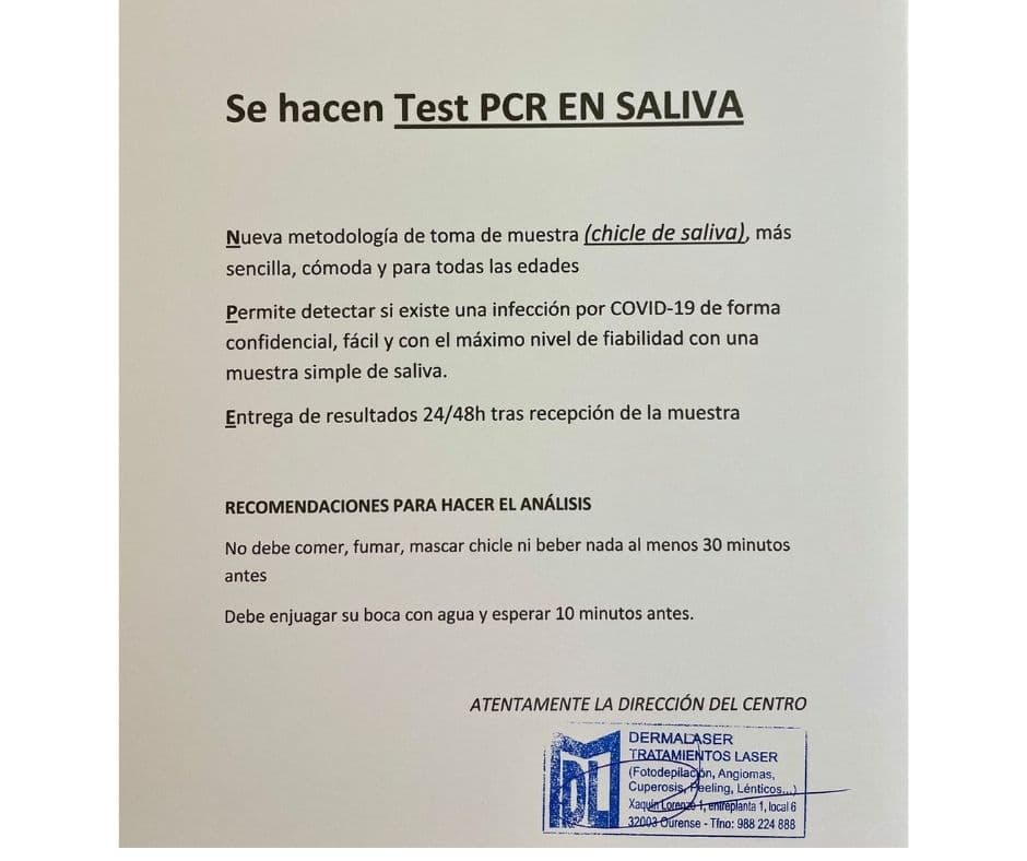 Test PCR en saliva